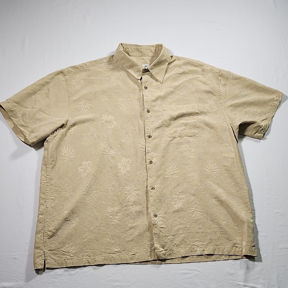 Tan Casual Button Down Shirt with Short Sleeves